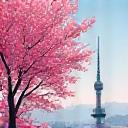 Umi Rhythms 設立の年の桜並木と東京タワー