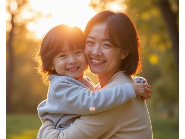 40代働く母親が子供と穏やかに過ごす風景